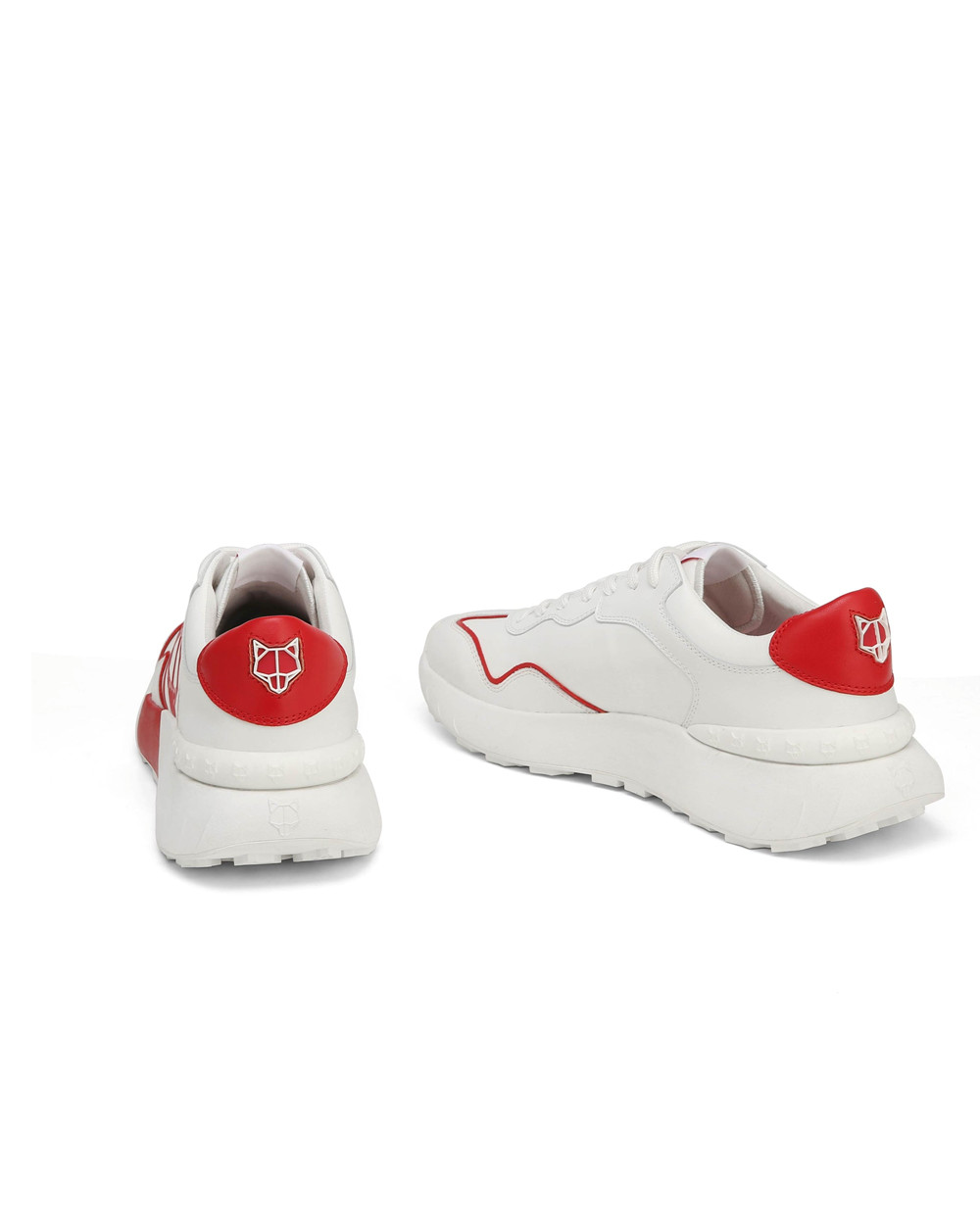 Naked Wolfe Drought White/Red Sneakers | 8092-TXVCW