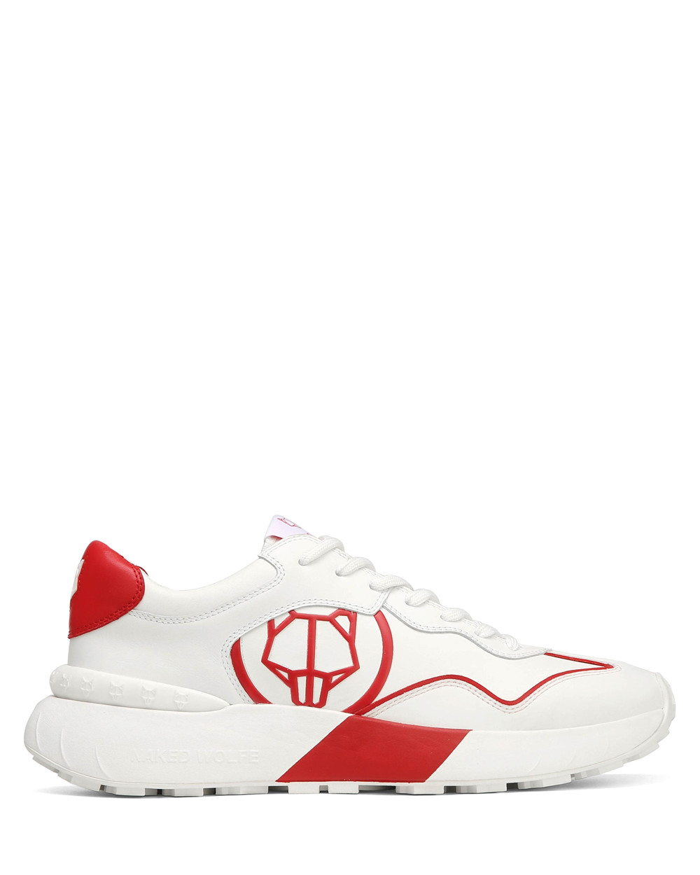 Naked Wolfe Drought White/Red Sneakers | 8092-TXVCW