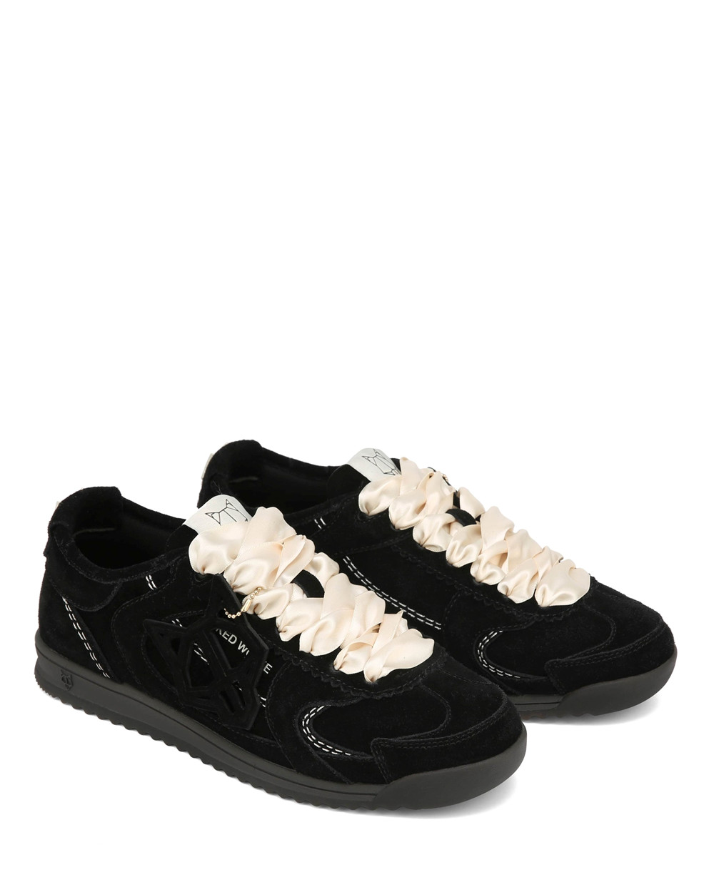 Naked Wolfe Exposed Black Suede Sneakers | 0759-XMCIH