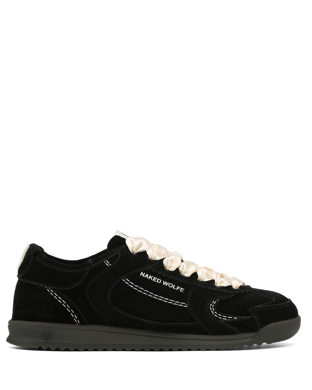 Naked Wolfe Exposed Black Suede Sneakers | 0759-XMCIH