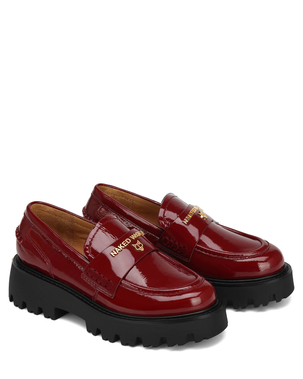 Naked Wolfe Flawed Burgundy Crinkle Patent Leather Loafers | 2914-DSEKW