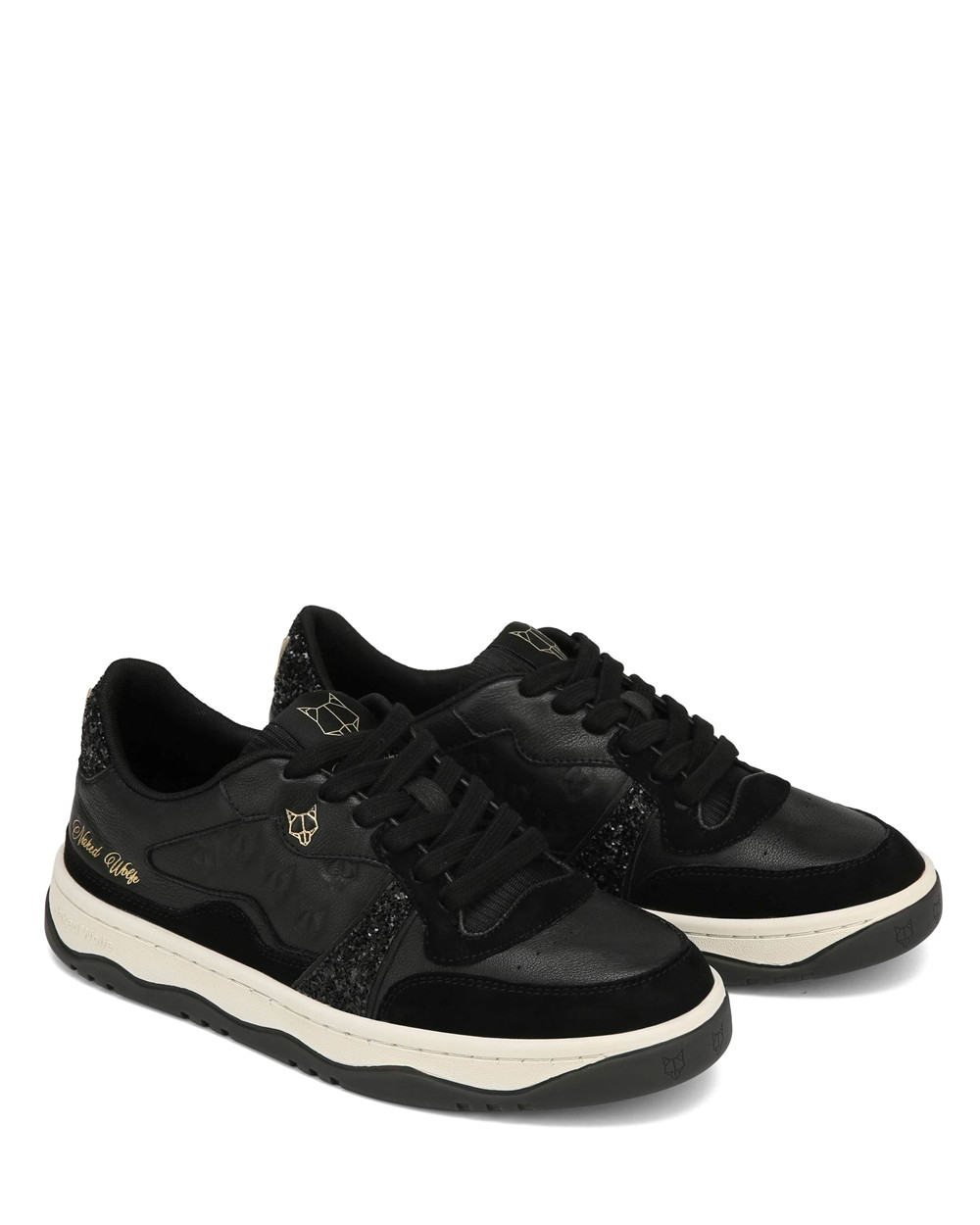 Naked Wolfe Flight Genysis Leather/Suede Black Sneakers | 6418-RCQBE