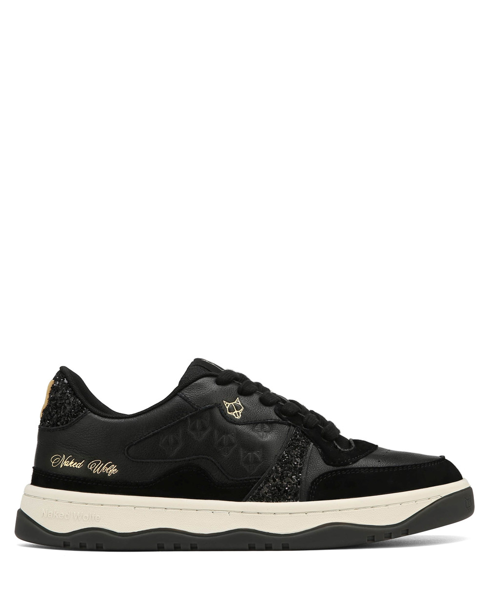 Naked Wolfe Flight Genysis Leather/Suede Black Sneakers | 6418-RCQBE