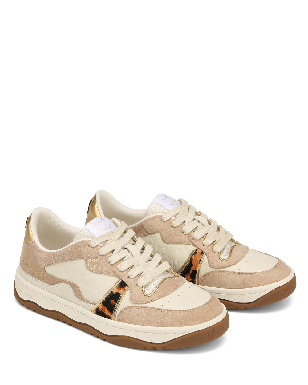 Naked Wolfe Flight Genysis Leather/Suede Off White/Leopard Sneakers | 1397-XZVLT