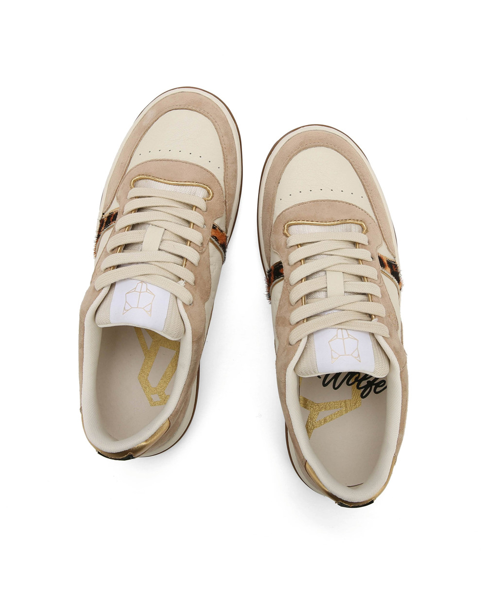 Naked Wolfe Flight Genysis Leather/Suede Off White/Leopard Sneakers | 1397-XZVLT