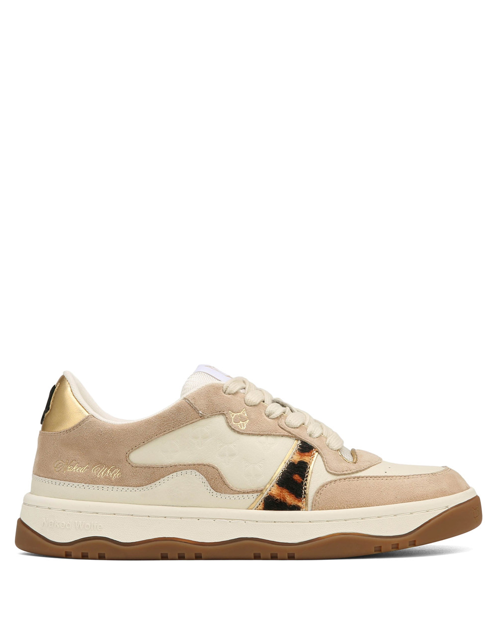 Naked Wolfe Flight Genysis Leather/Suede Off White/Leopard Sneakers | 1397-XZVLT