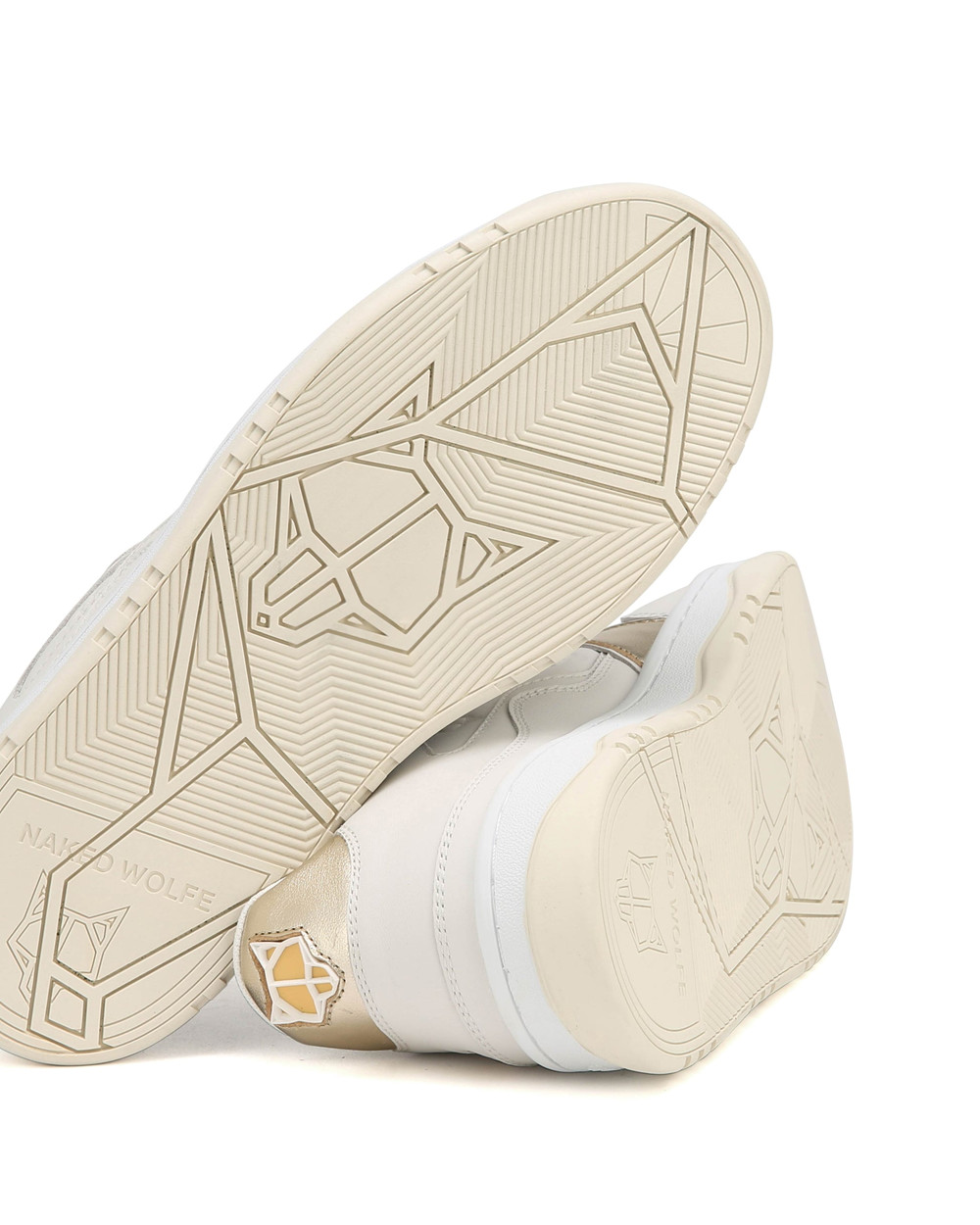 Naked Wolfe Flight Genysis Leather/Suede White/Gold Sneakers | 8197-STWLD