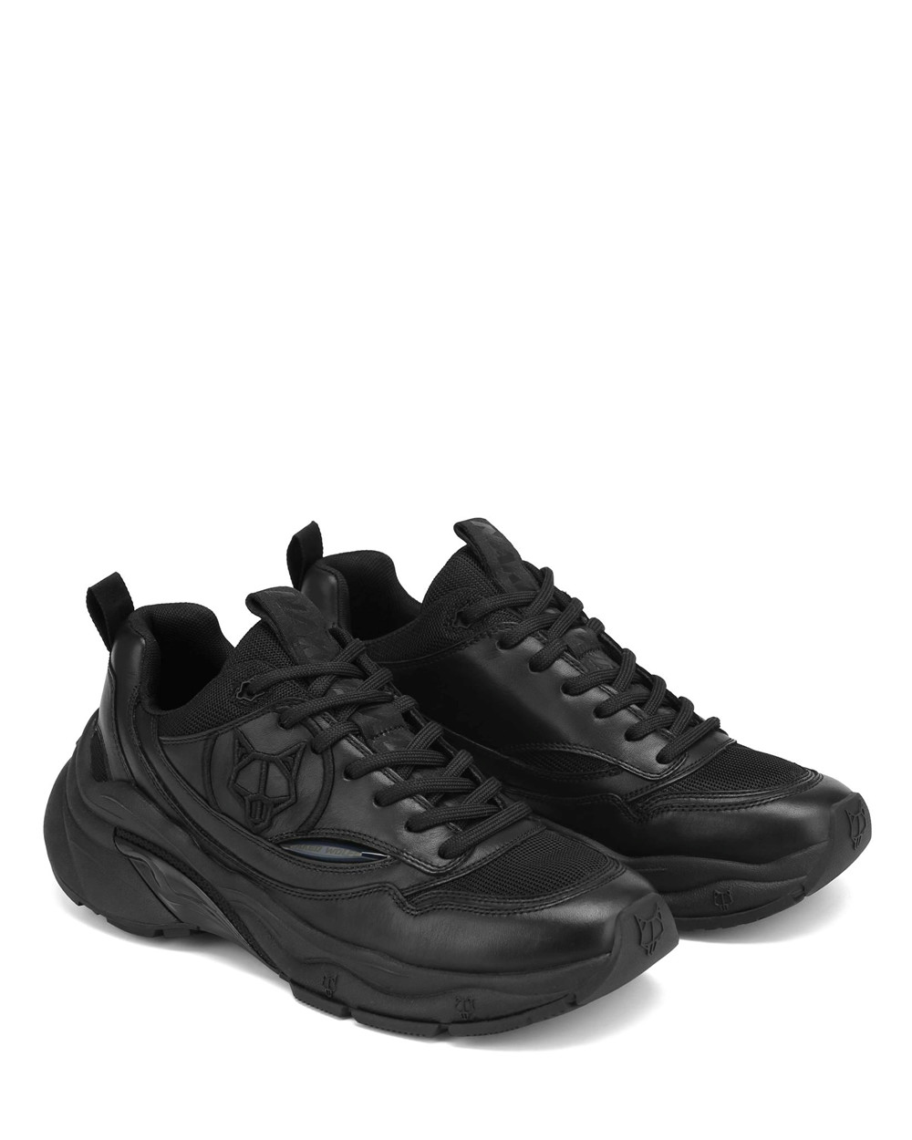 Naked Wolfe Fox Dirty Black Leather Sneakers | 1468-JLINU