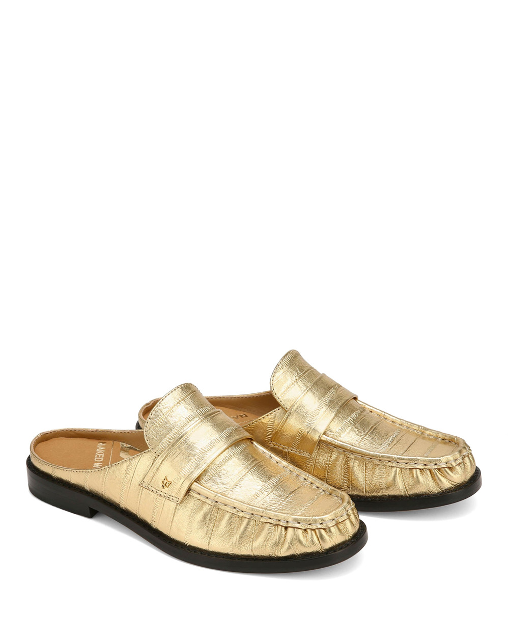 Naked Wolfe Gleam Eel Print Leather Gold Loafers | 1892-ZBCUJ