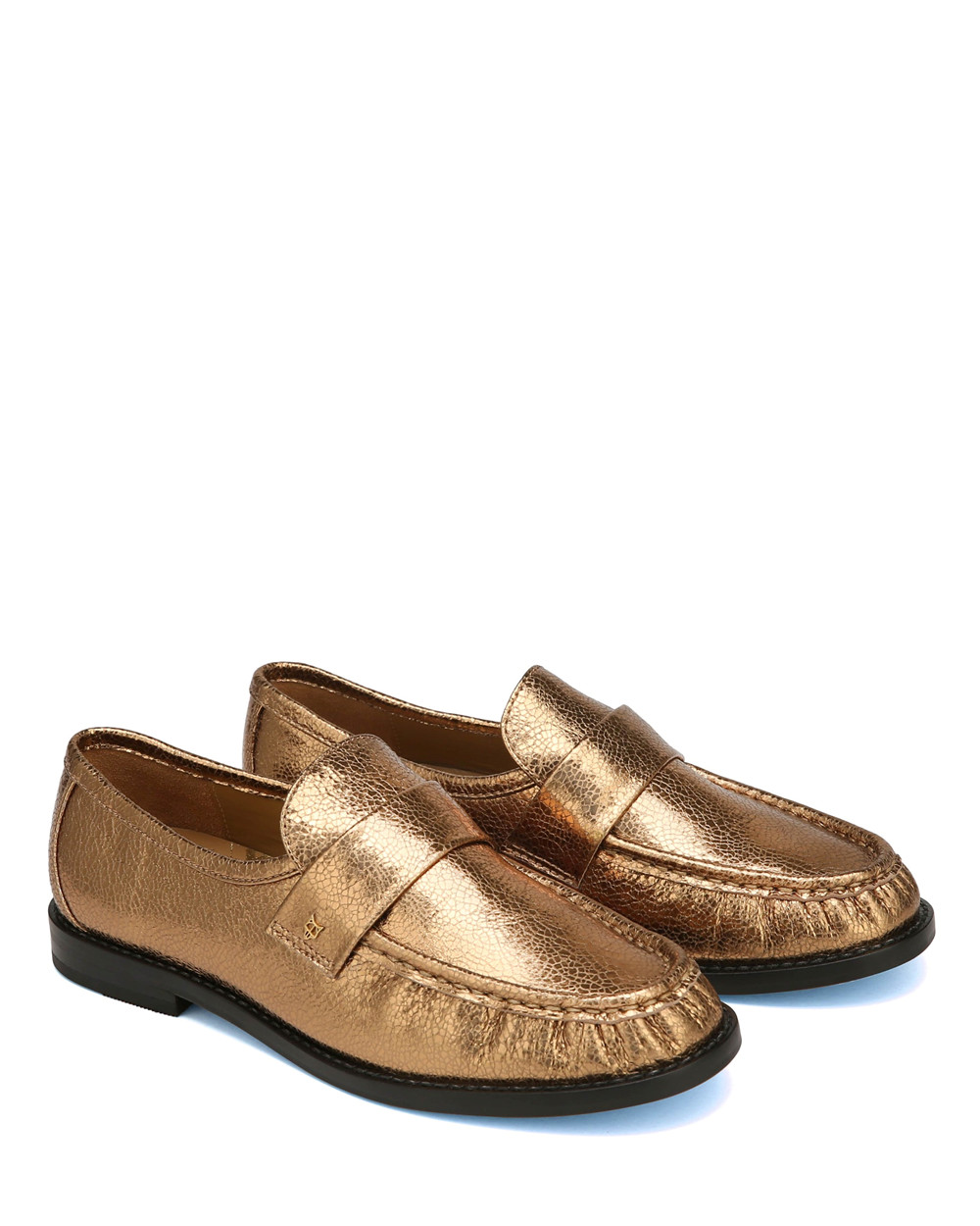 Naked Wolfe Goldie Foil Sheep Leather Gold Loafers | 9752-SPQVN