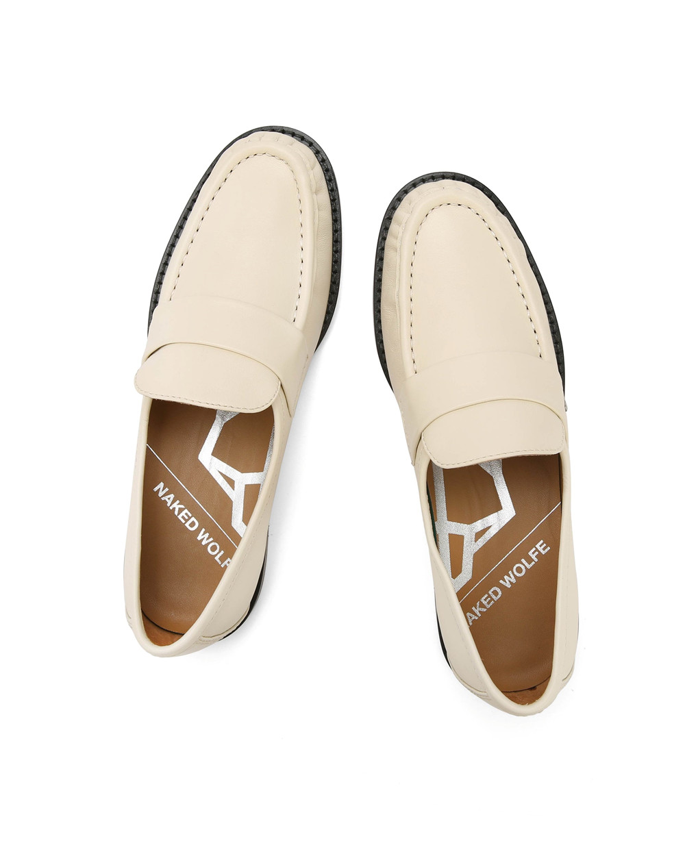 Naked Wolfe Goldie Sheep Leather Ivory Loafers | 5317-RPXSV