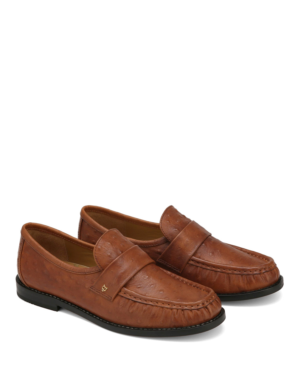 Naked Wolfe Goldie Sheep Leather Ostrich Print Tan Loafers | 2087-GTHJE