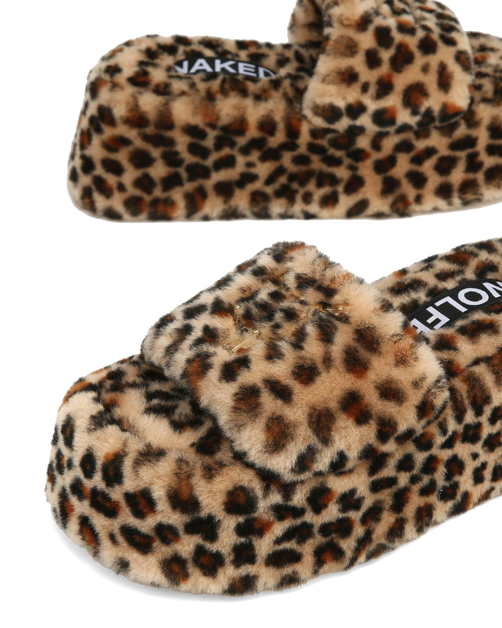 Naked Wolfe Ivy Shearling Leopard Print Sandals | 3782-VCPYM