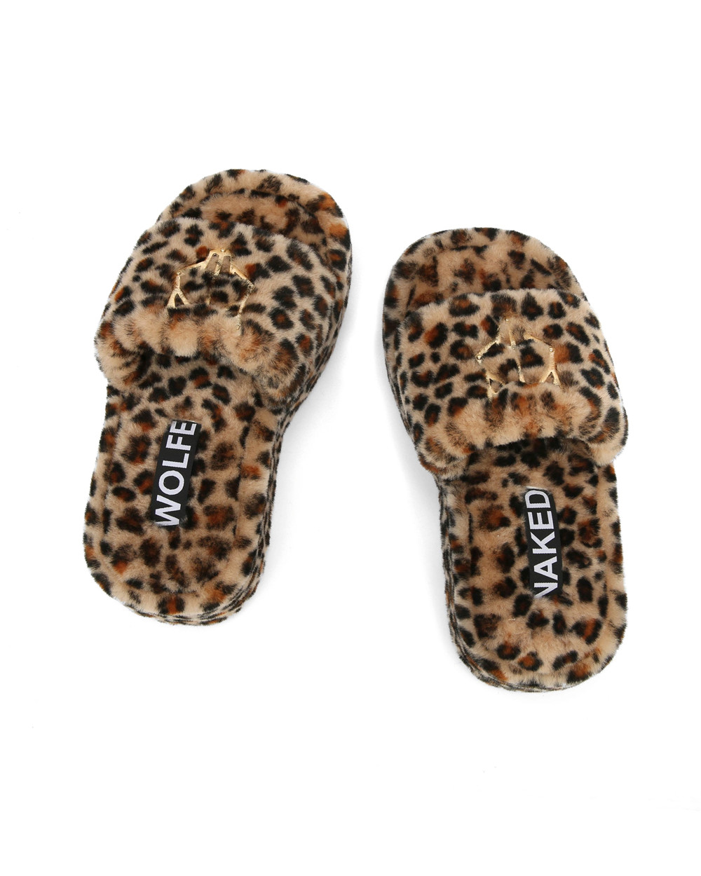 Naked Wolfe Ivy Shearling Leopard Print Sandals | 3782-VCPYM