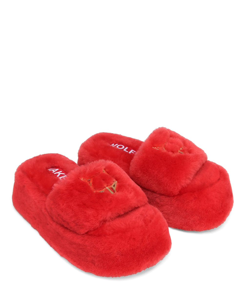 Naked Wolfe Ivy Shearling Red Sandals | 2538-OULND