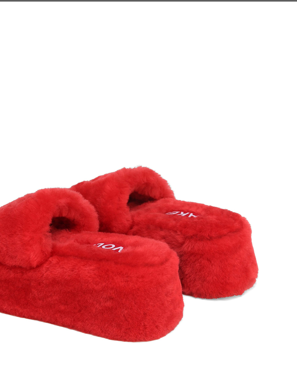 Naked Wolfe Ivy Shearling Red Sandals | 2538-OULND