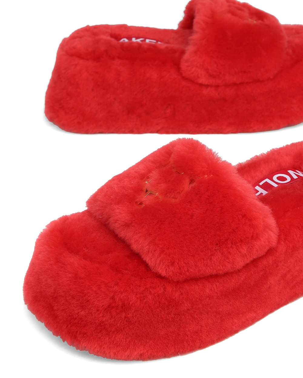 Naked Wolfe Ivy Shearling Red Sandals | 2538-OULND