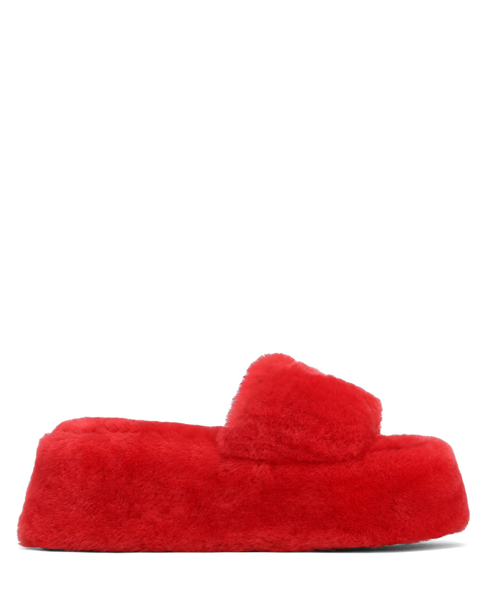 Naked Wolfe Ivy Shearling Red Sandals | 2538-OULND