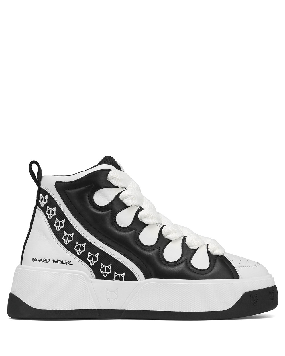 Naked Wolfe King Black/White Leather Sneakers | 5193-MVOAN