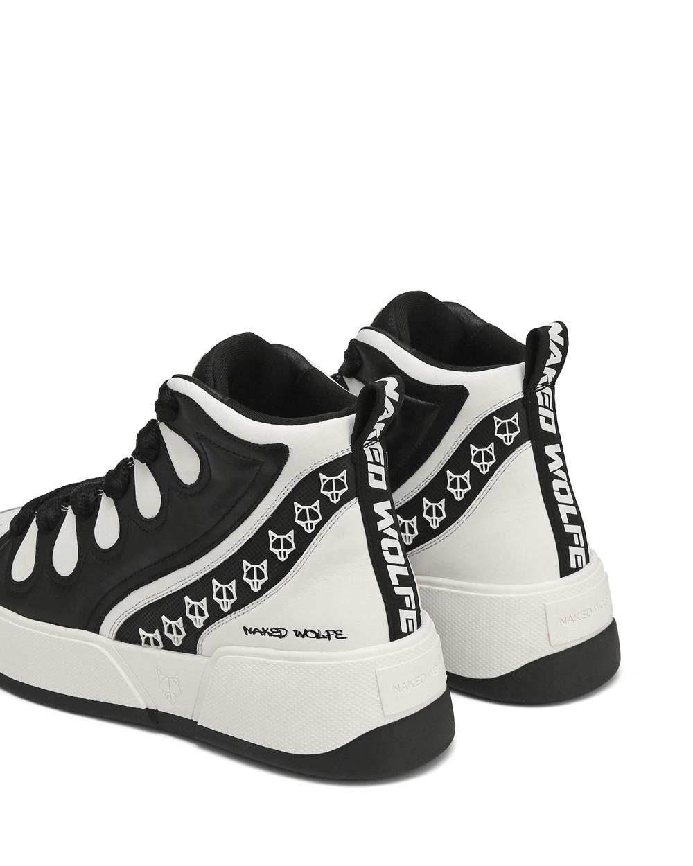 Naked Wolfe King Black/White Leather Sneakers | 5193-MVOAN