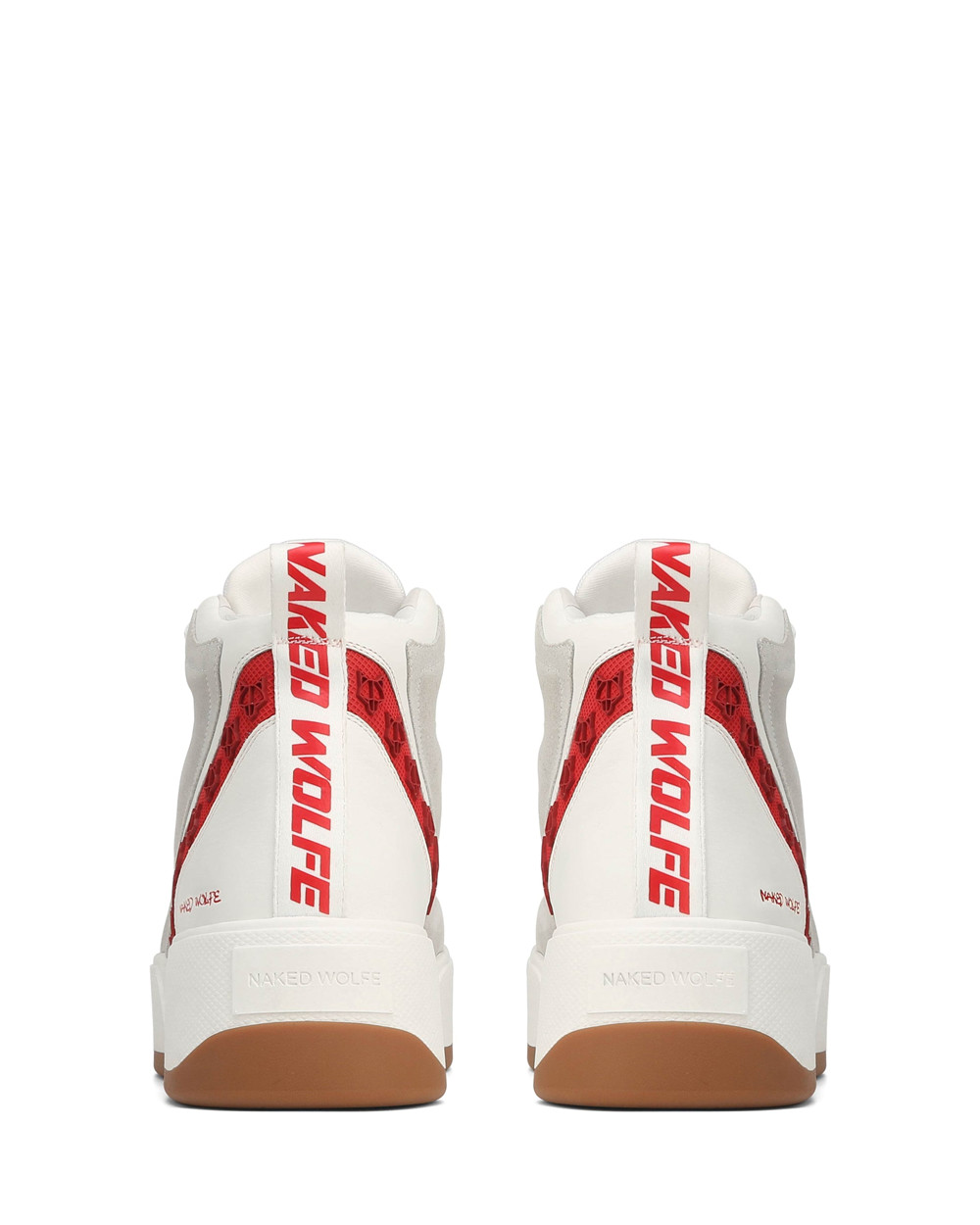 Naked Wolfe King White/Red Leather Sneakers | 9178-KWEZO