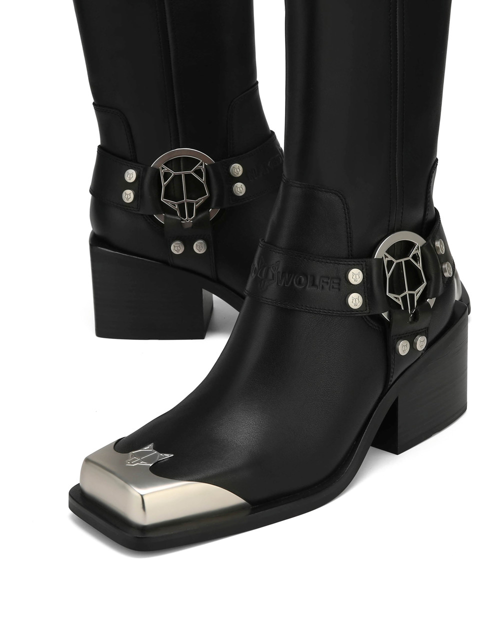 Naked Wolfe Knight Cow Leather Black Boots | 2961-VOPJC