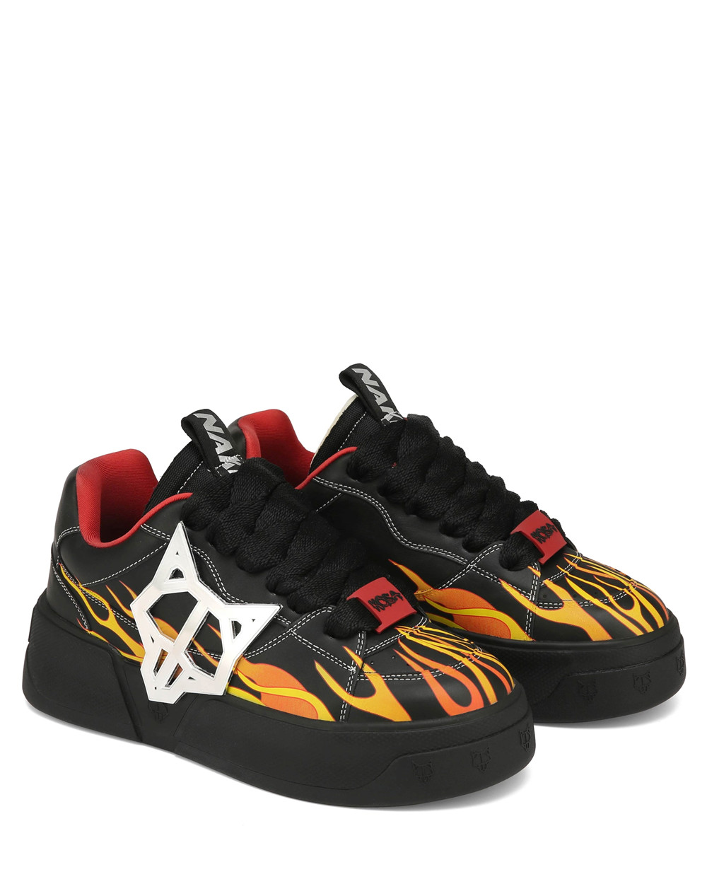 Naked Wolfe Kosa Black Flames Sneakers | 1347-OXDQC