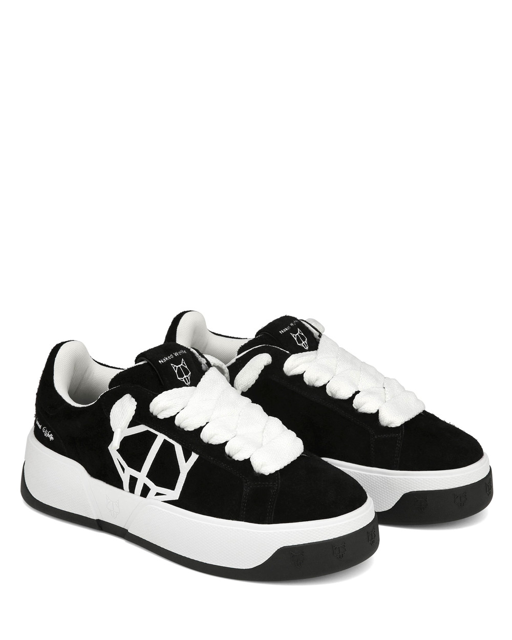 Naked Wolfe Kray Hairy Cow Suede Black/White Sneakers | 5347-XRBYU