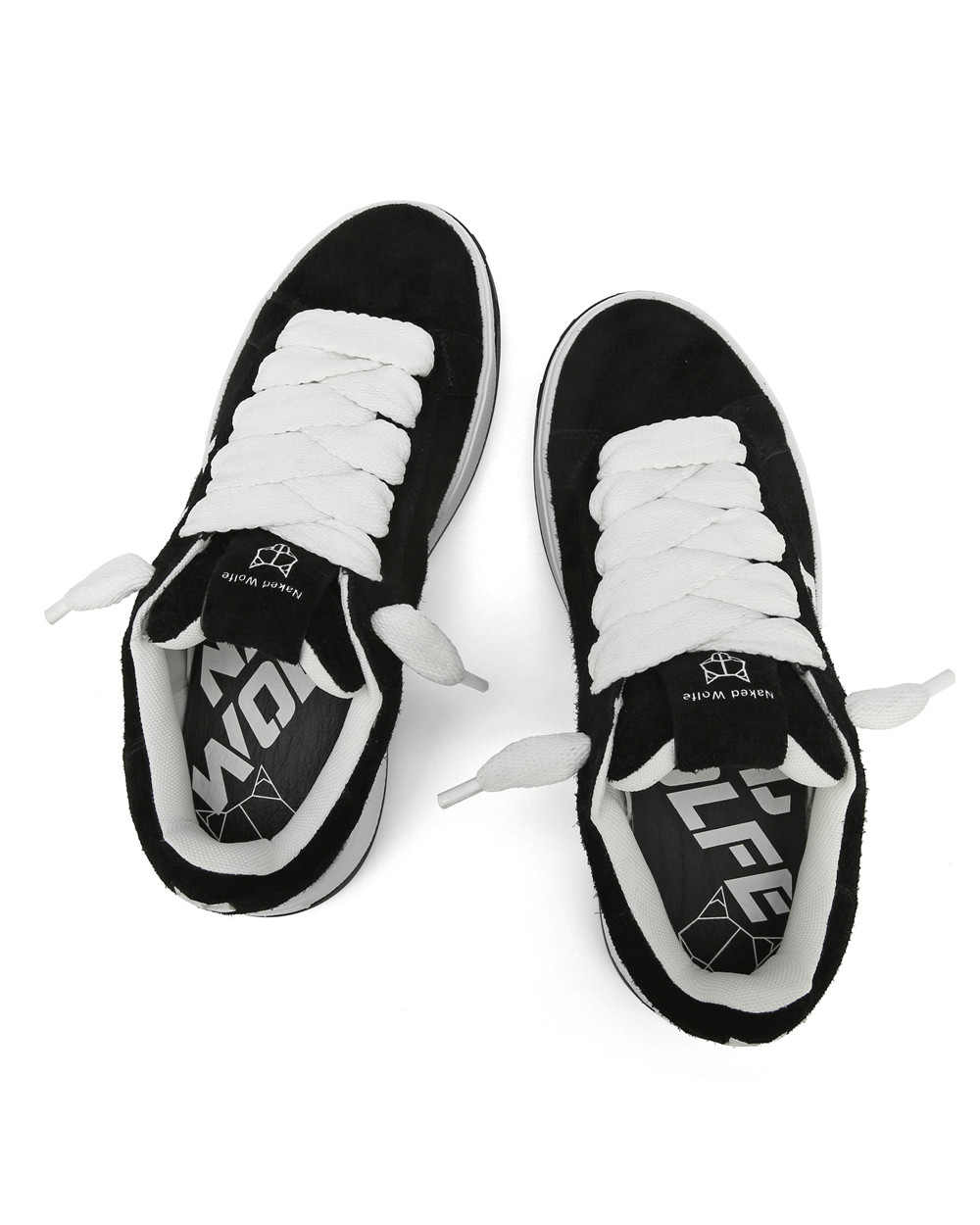 Naked Wolfe Kray Hairy Cow Suede Black/White Sneakers | 5347-XRBYU