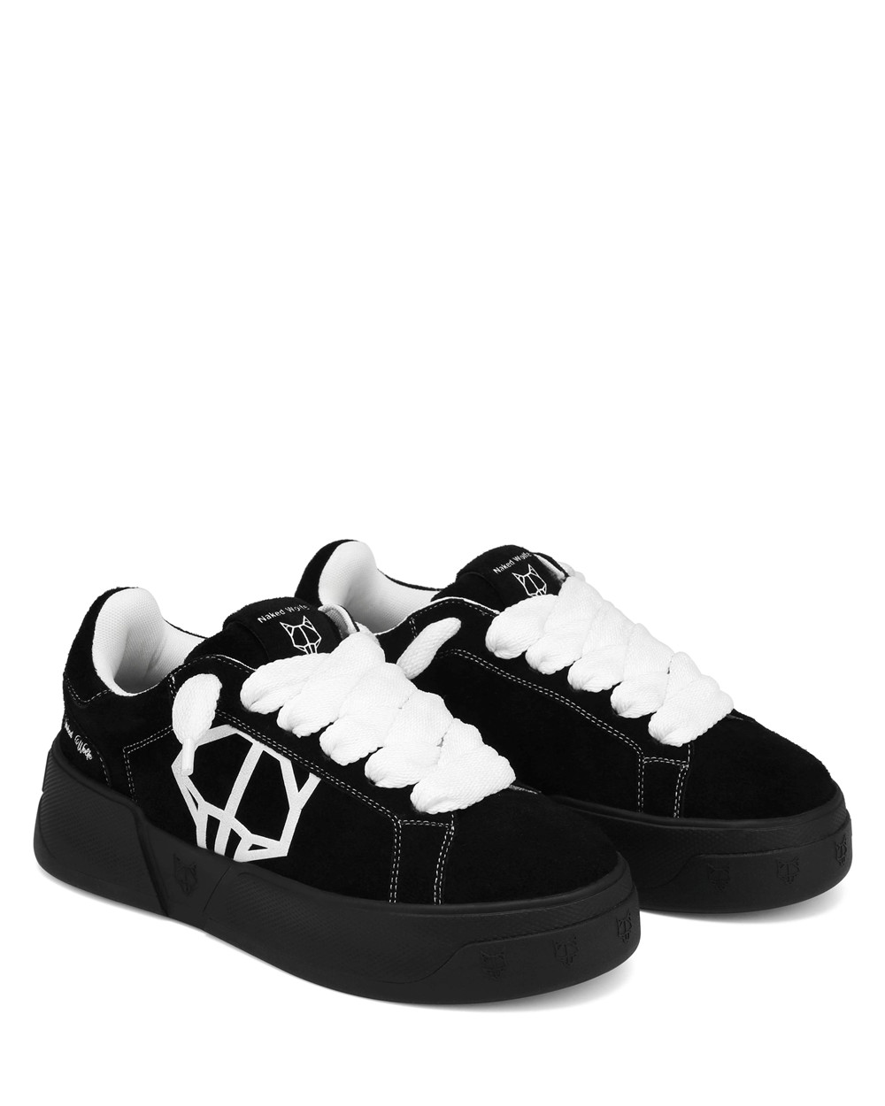 Naked Wolfe Kray Hairy Cow Suede Black Sneakers | 1870-ITRQD