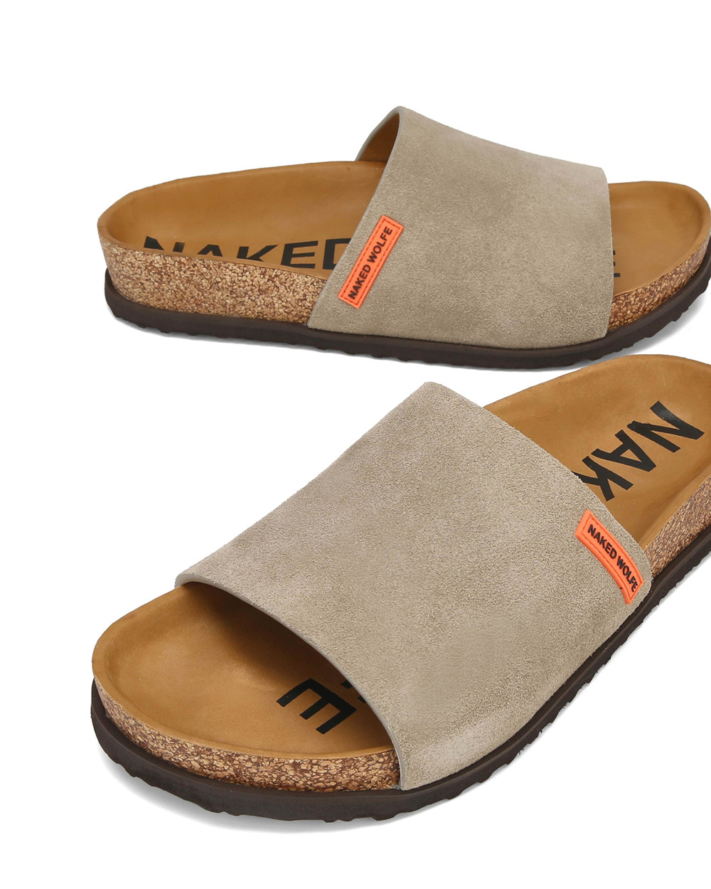 Naked Wolfe Moody Taupe Suede Slides | 9647-DVCPQ