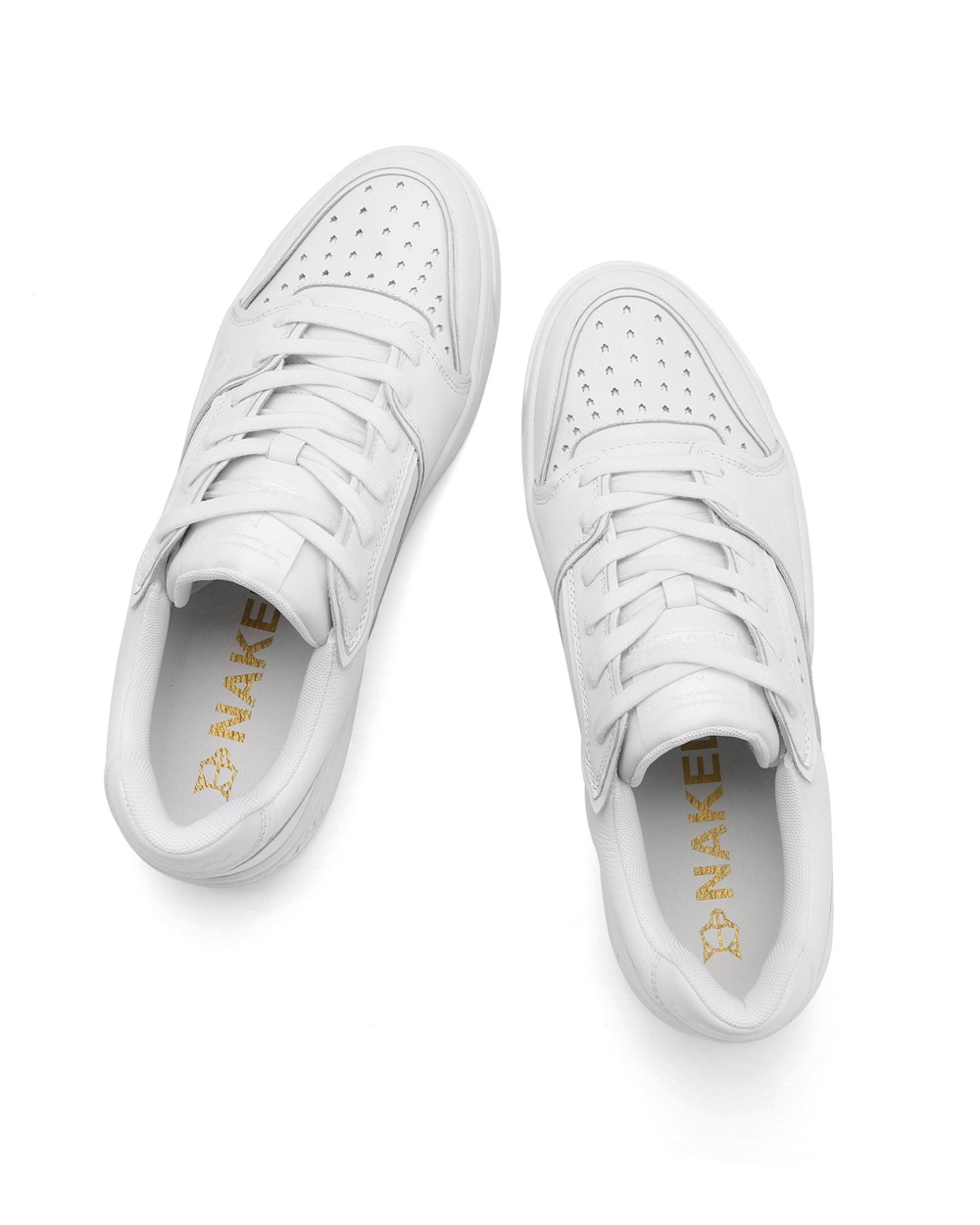 Naked Wolfe NW-01 Triple White Leather Sneakers | 1689-CYZIF