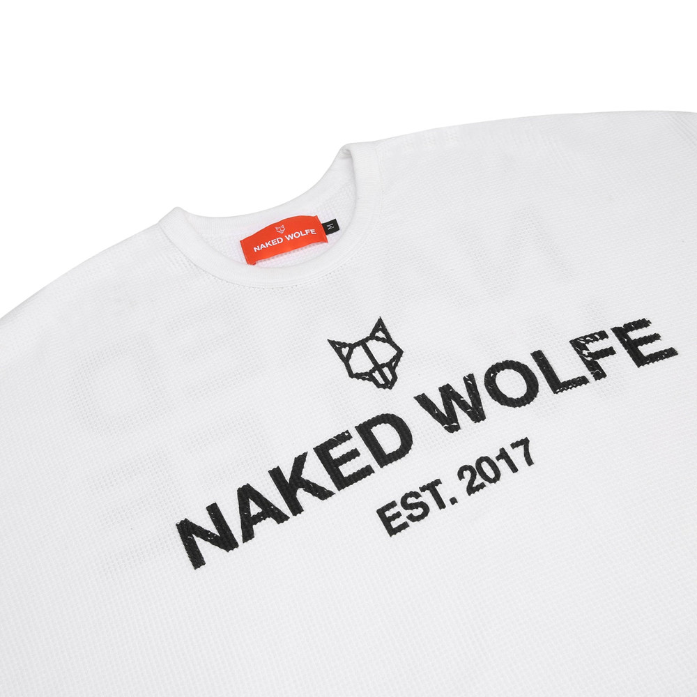 Naked Wolfe Naked Wolfe Thermal White Sweatshirts | 7639-WTZIB