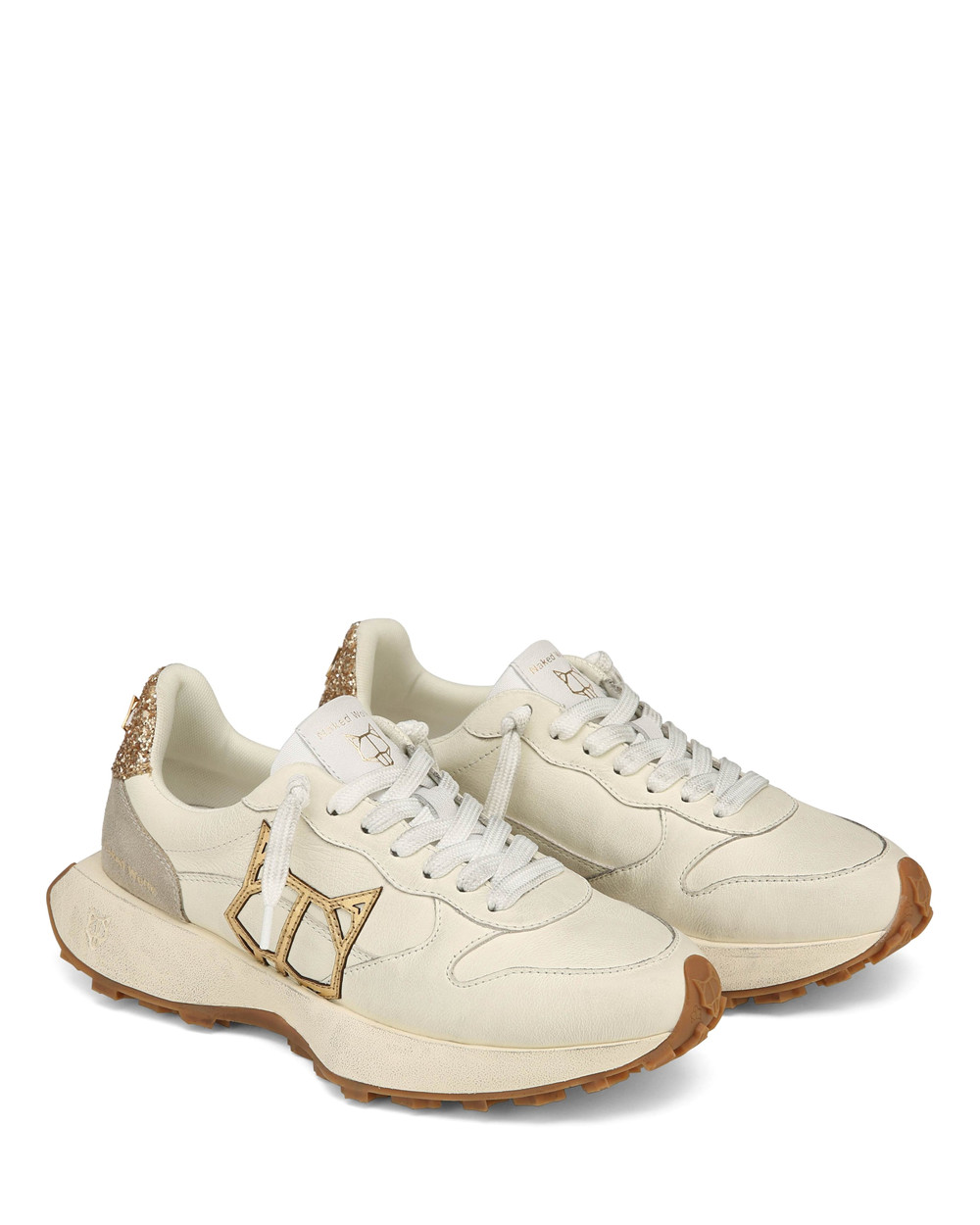 Naked Wolfe Paint Sheep Leather & Suede Dirty White Sneakers | 7209-CJRQD