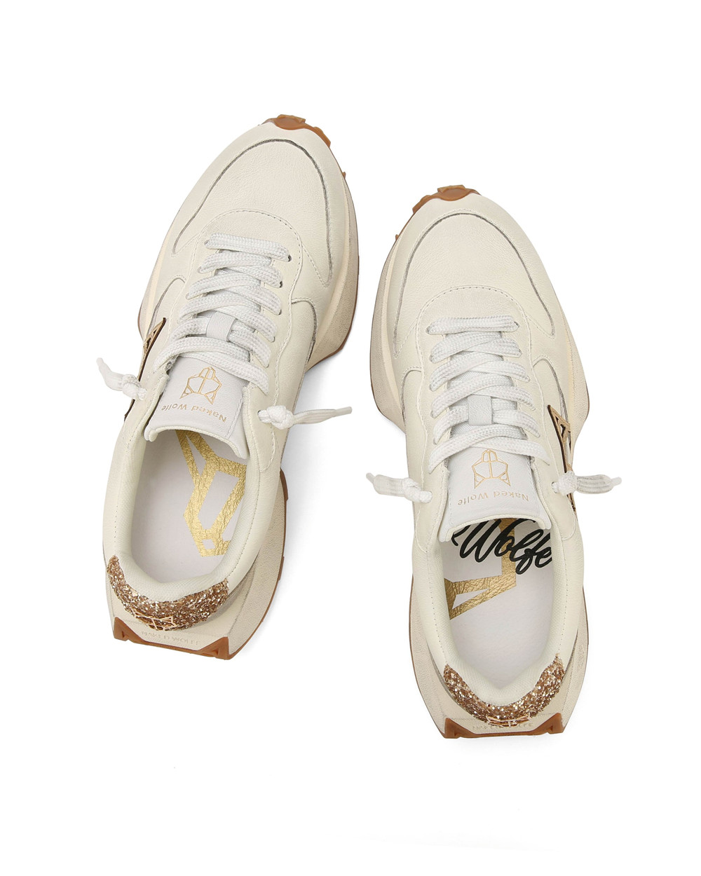 Naked Wolfe Paint Sheep Leather & Suede Dirty White Sneakers | 7209-CJRQD