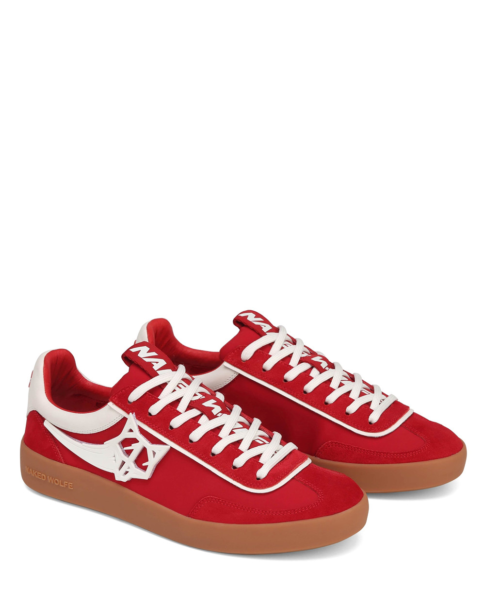 Naked Wolfe Palm Red Nylon Sneakers | 0184-IZEAK