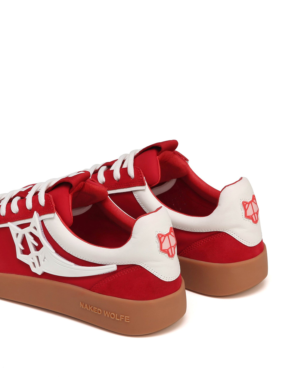 Naked Wolfe Palm Red Nylon Sneakers | 0184-IZEAK