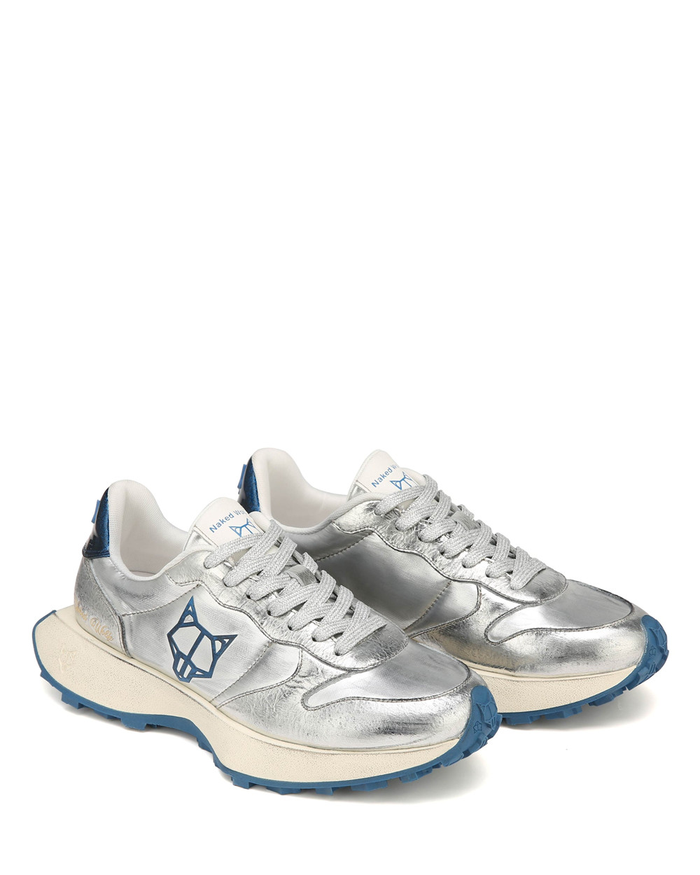 Naked Wolfe Plug Foil Leather Silver Sneakers | 7203-GTOKI