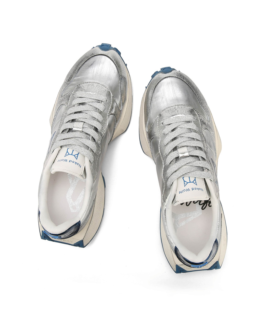 Naked Wolfe Plug Foil Leather Silver Sneakers | 7203-GTOKI