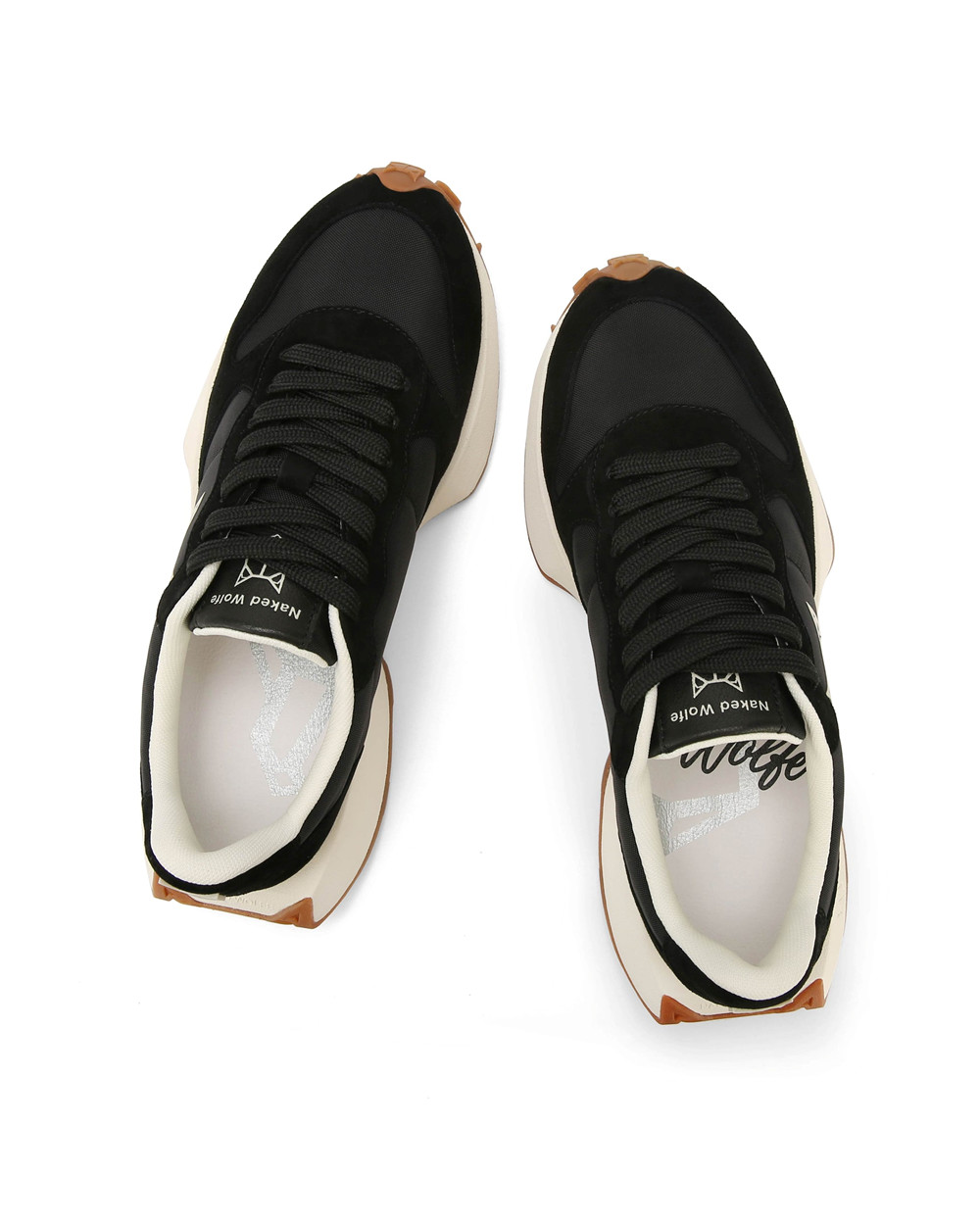 Naked Wolfe Plug Suede & Nylon Black Sneakers | 0312-AJPXH