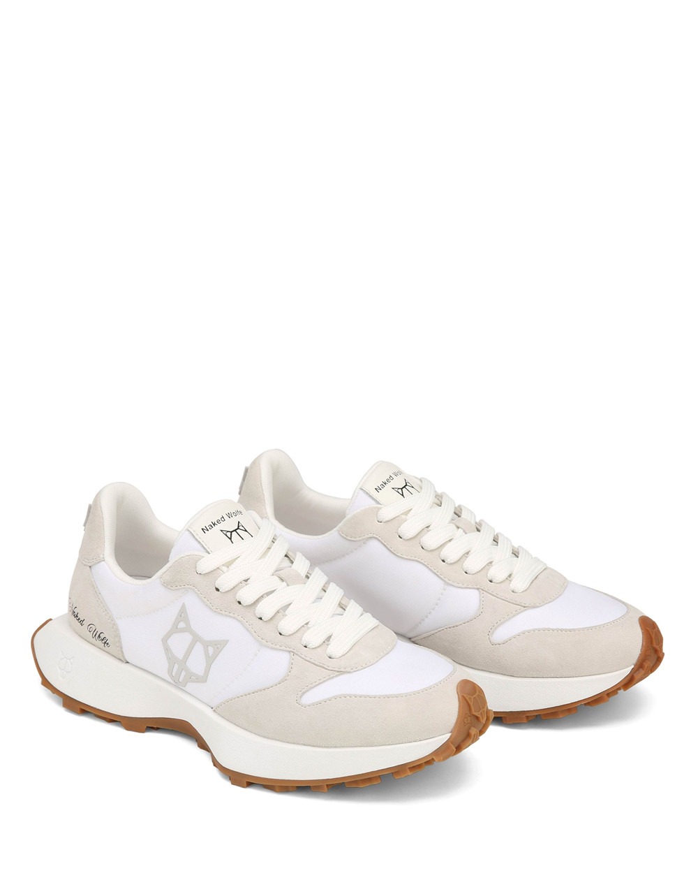 Naked Wolfe Plug Suede & Nylon White Sneakers | 0632-PYGQK