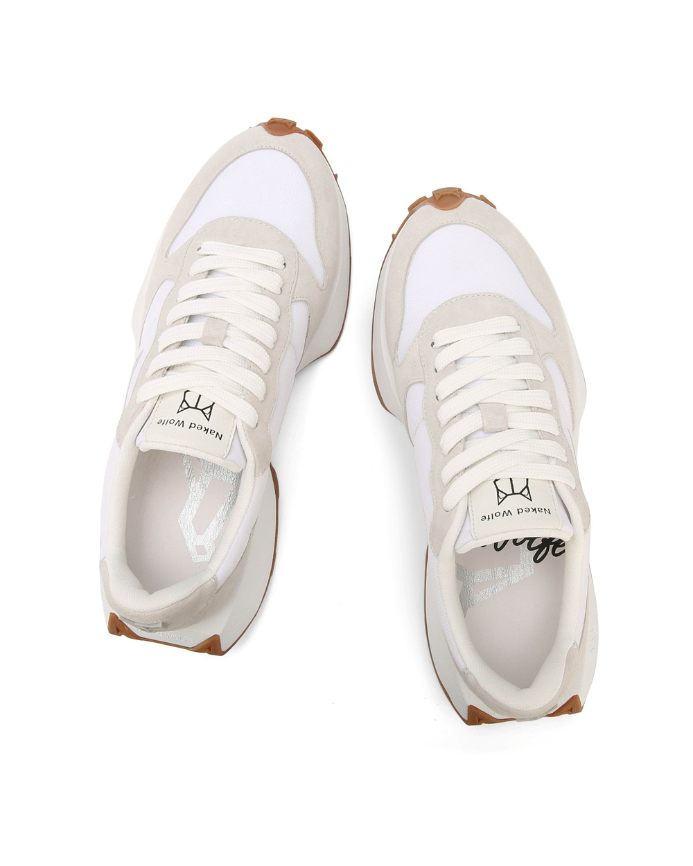 Naked Wolfe Plug Suede & Nylon White Sneakers | 0632-PYGQK