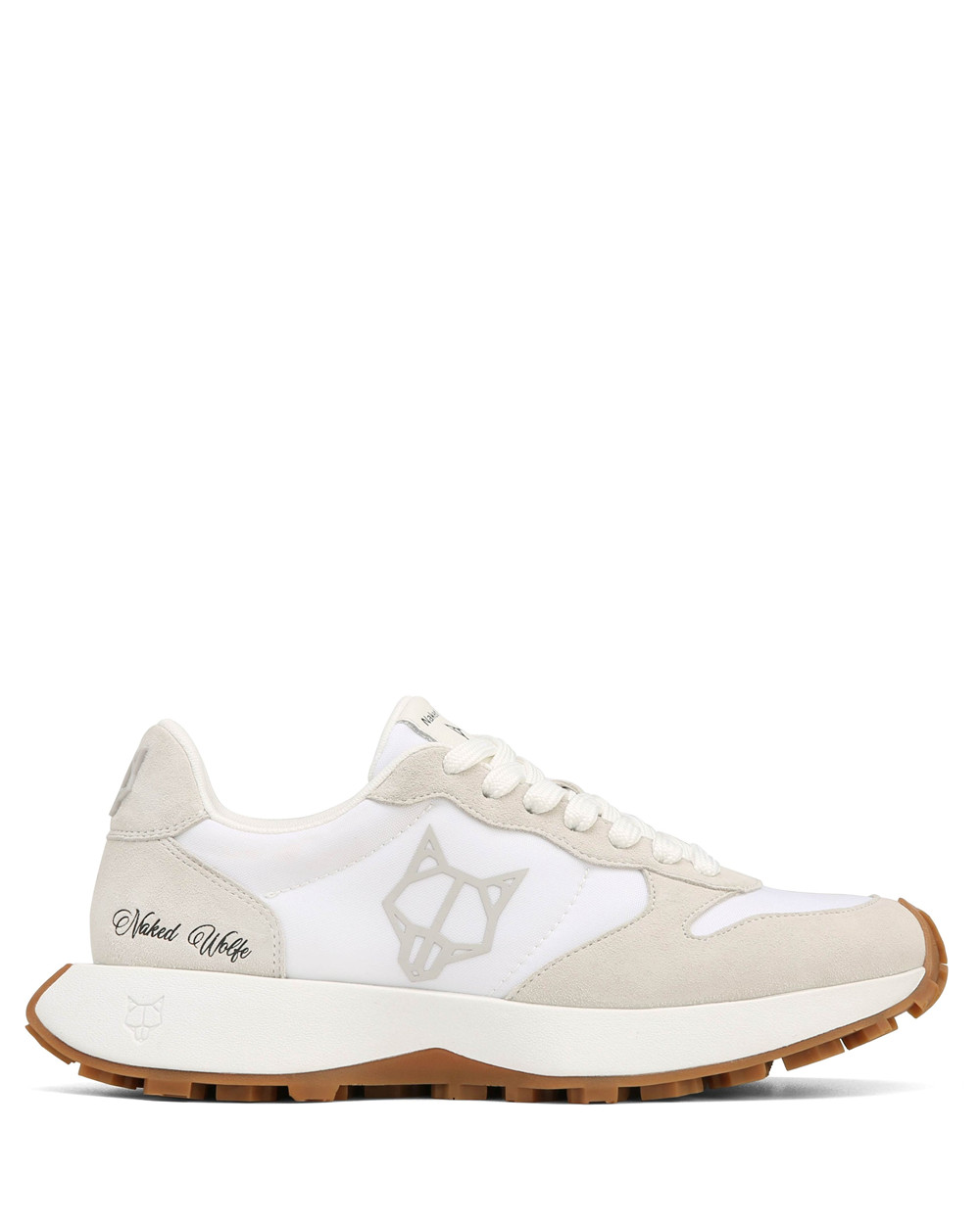 Naked Wolfe Plug Suede & Nylon White Sneakers | 0632-PYGQK