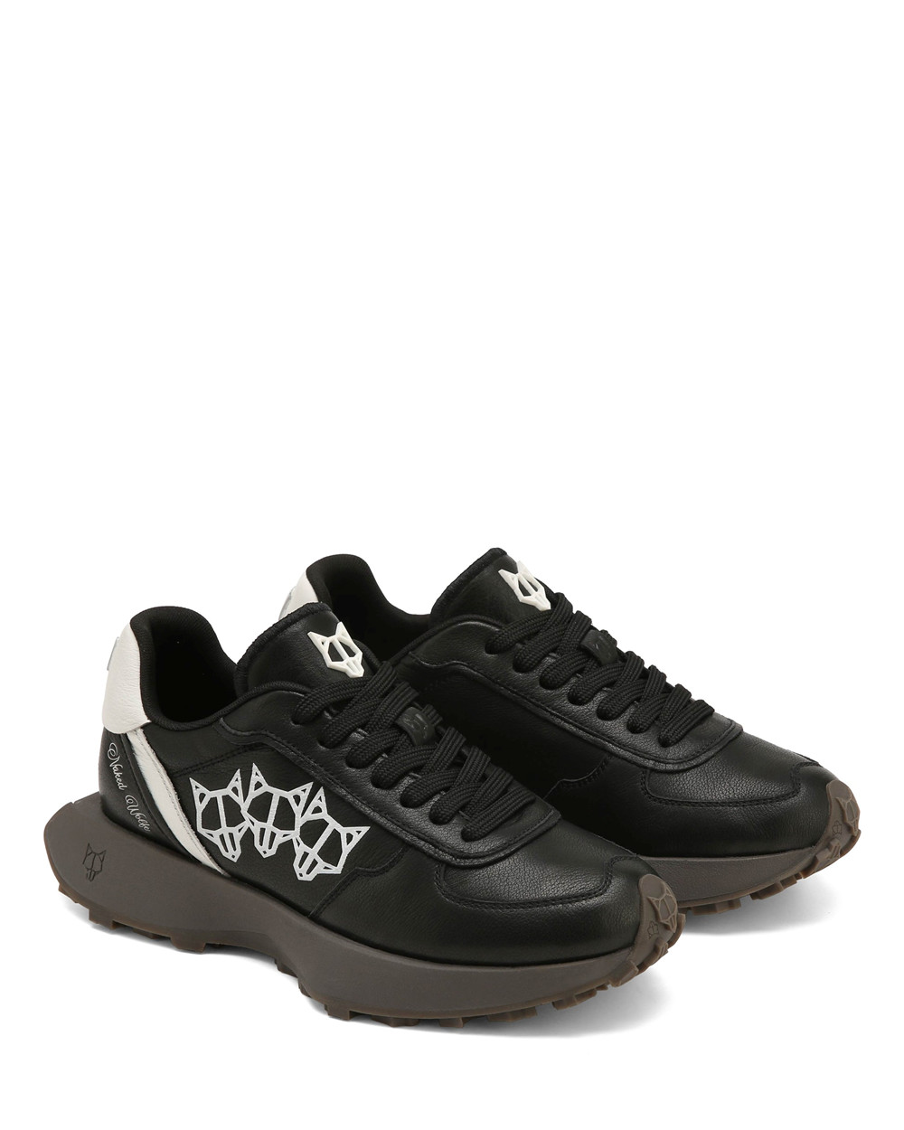 Naked Wolfe Prime Black Leather Sneakers | 8635-GNCDX