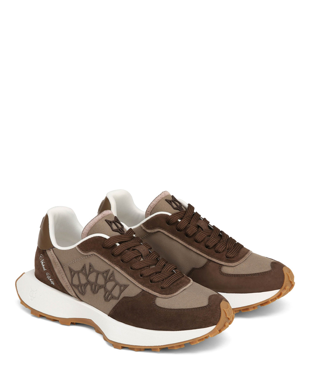 Naked Wolfe Prime Brown Nylon Suede Sneakers | 6854-PDREO