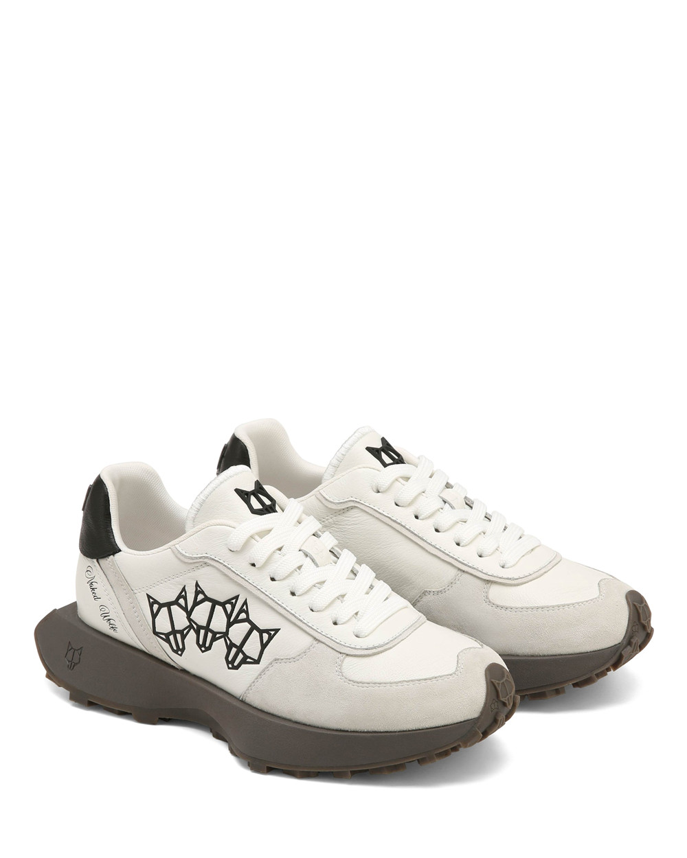 Naked Wolfe Prime White Leather Sneakers | 7605-GMXIO