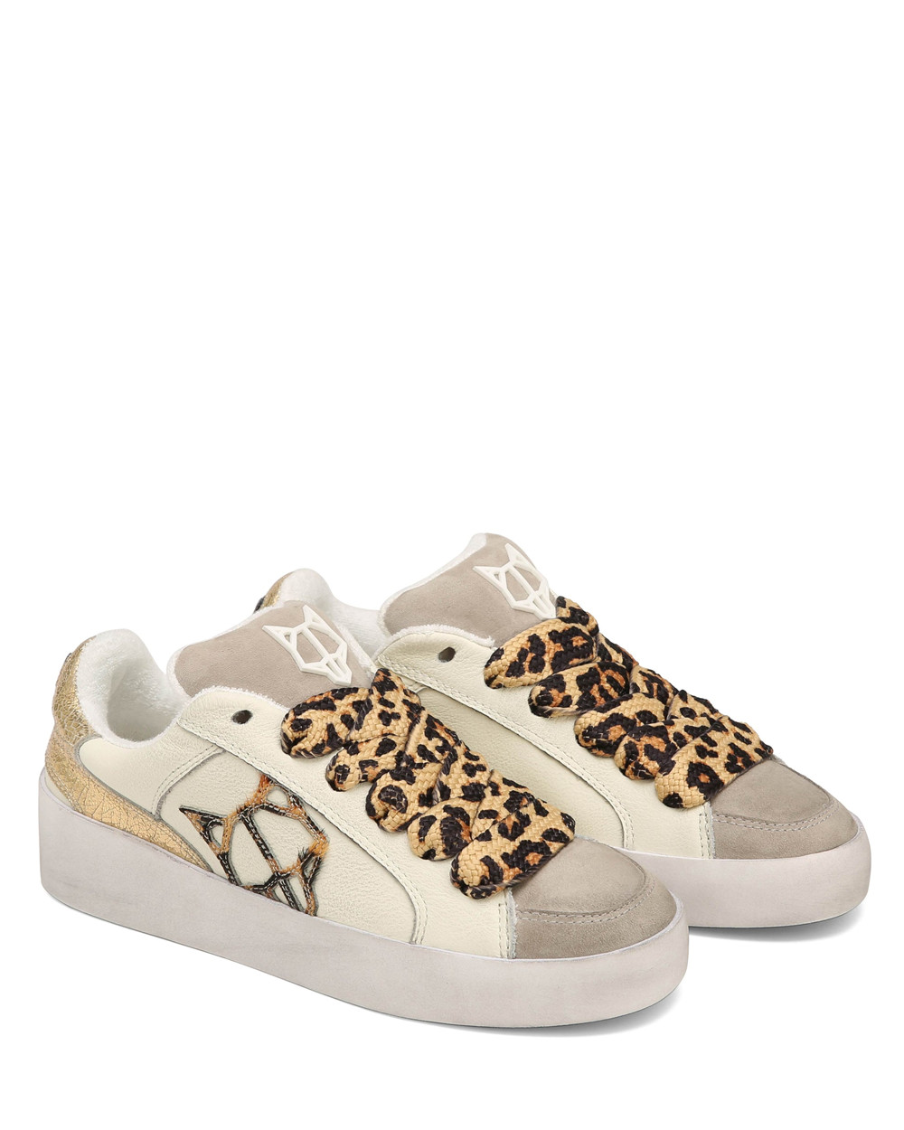 Naked Wolfe Ram White & Gold Sneakers | 2398-EJWPQ