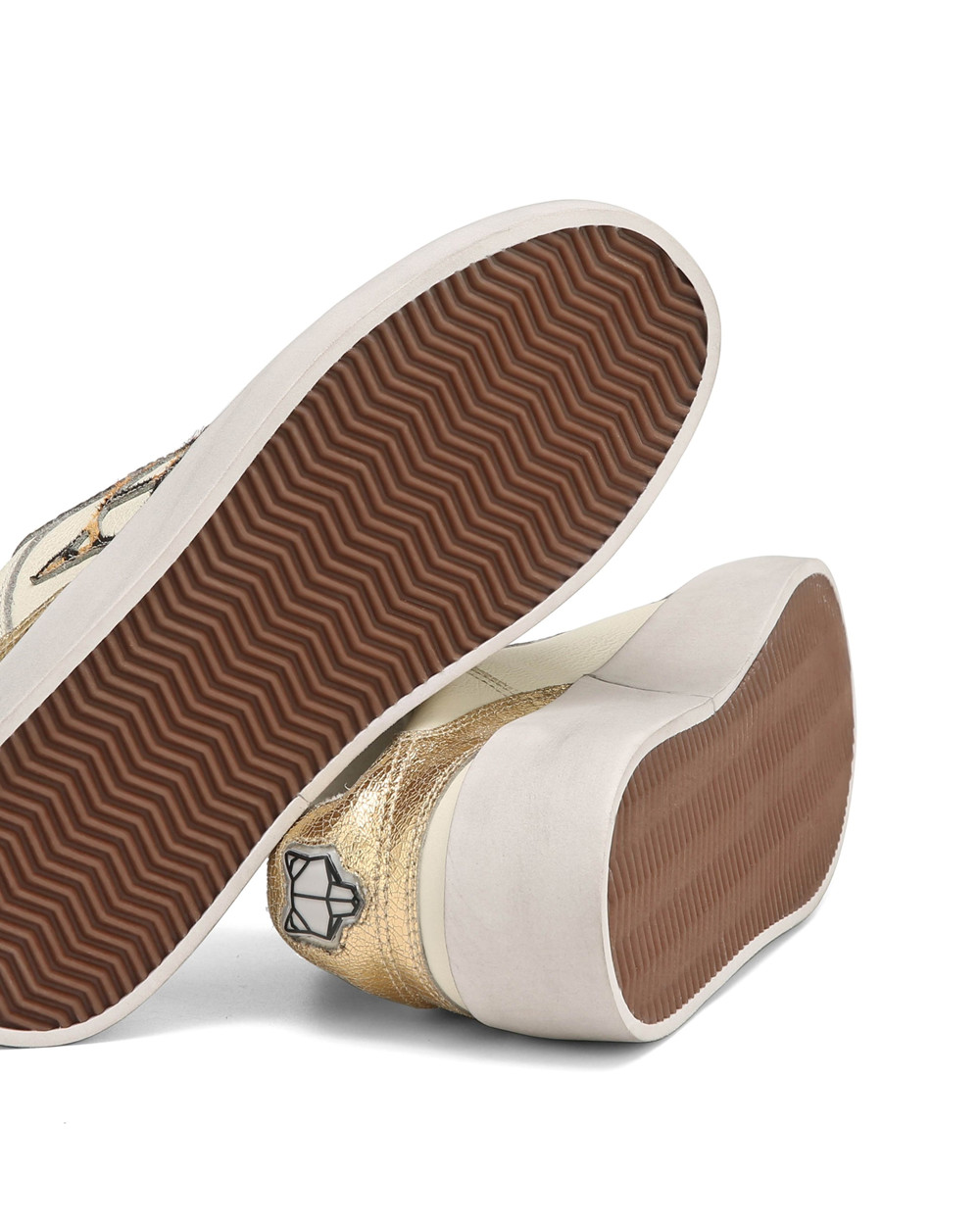 Naked Wolfe Ram White & Gold Sneakers | 2398-EJWPQ