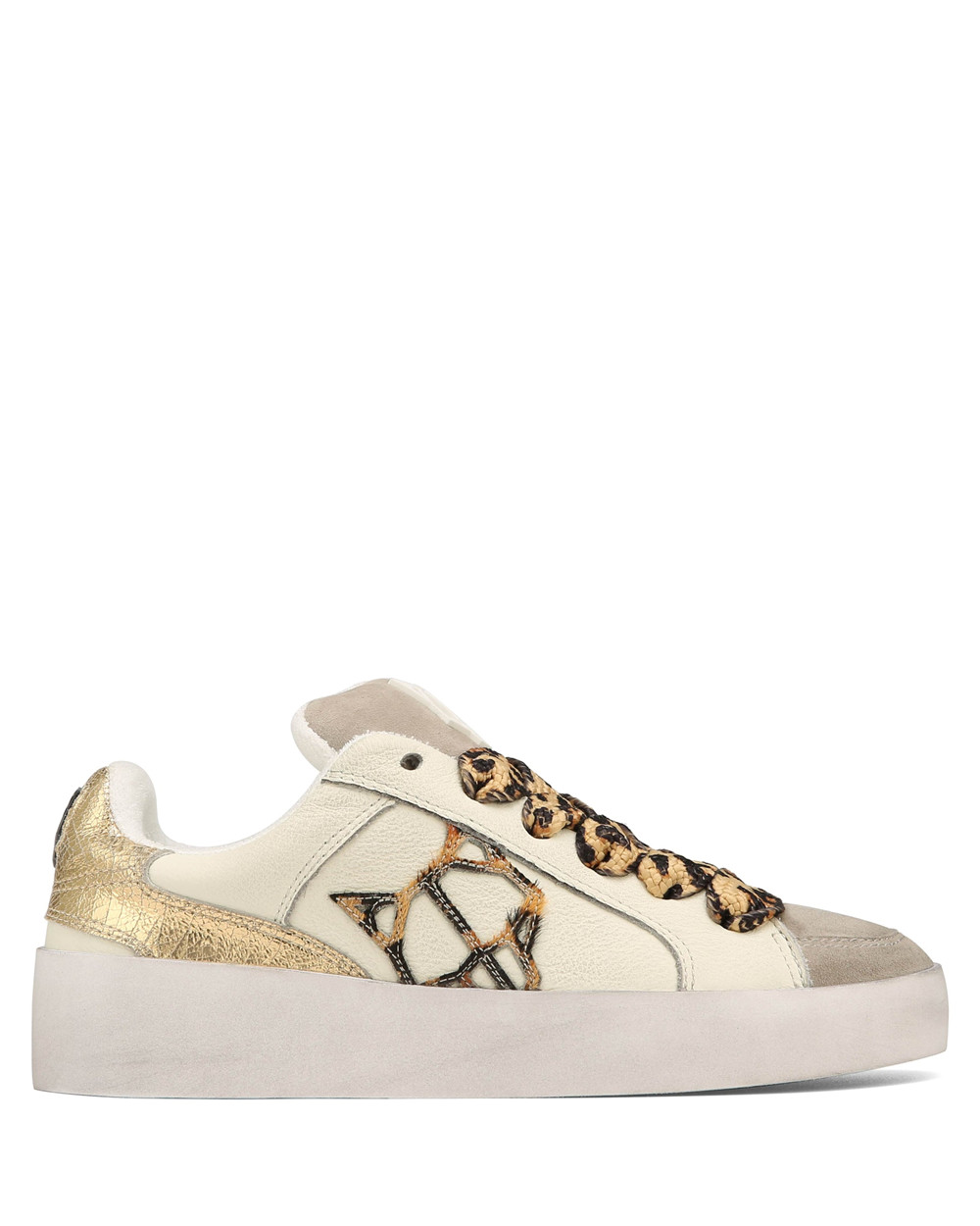 Naked Wolfe Ram White & Gold Sneakers | 2398-EJWPQ