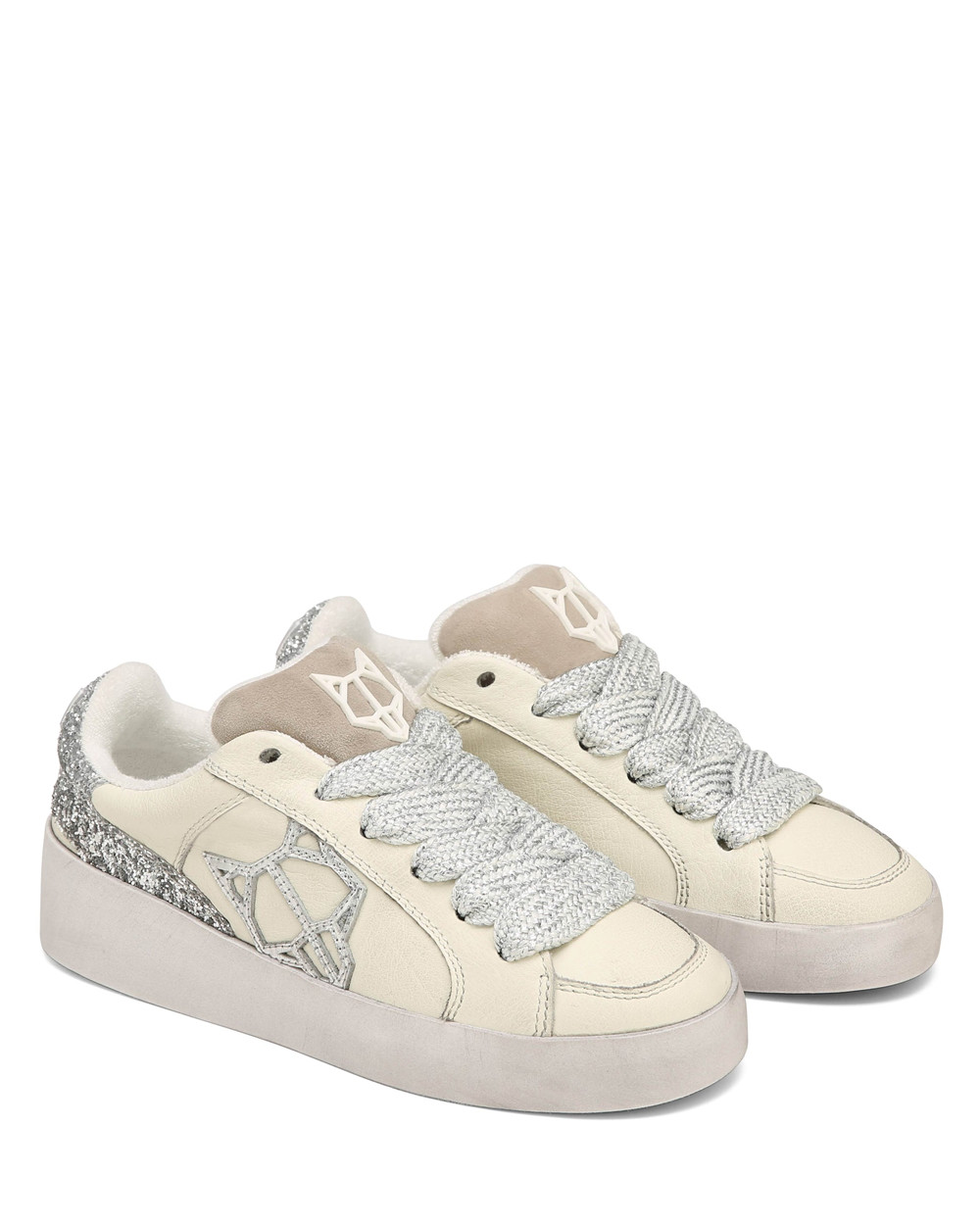 Naked Wolfe Ram White & Silver Sneakers | 4290-XKABL